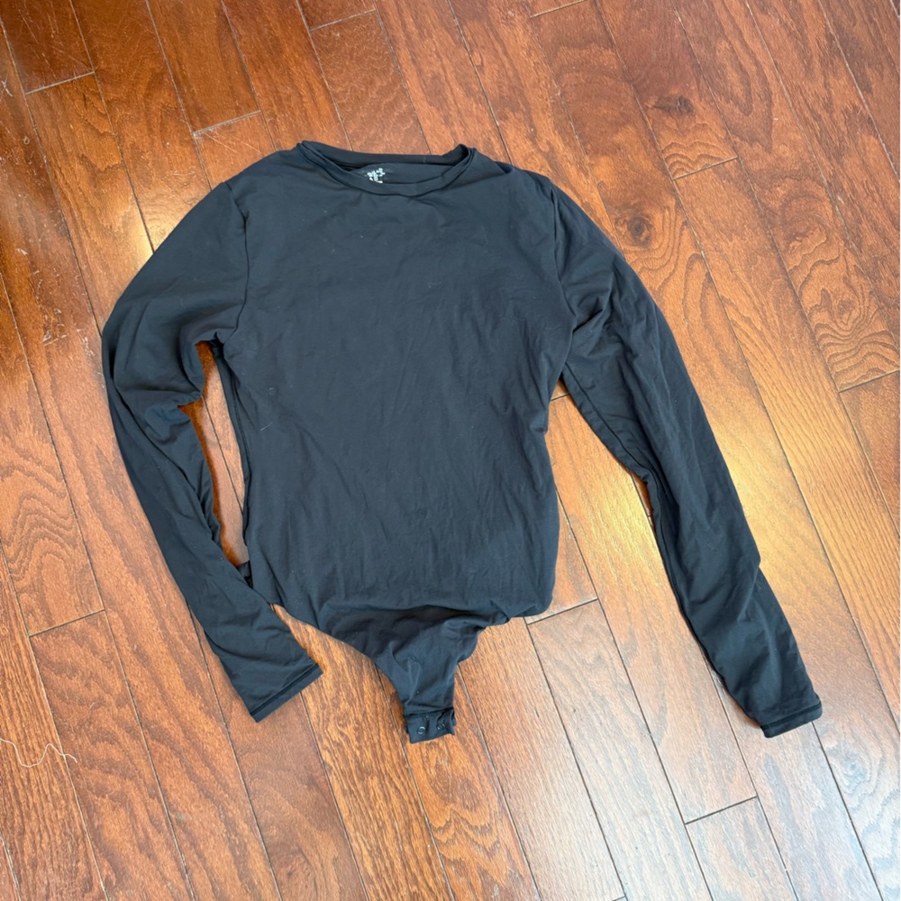 Skims Black Long Sleeve Bodysuit